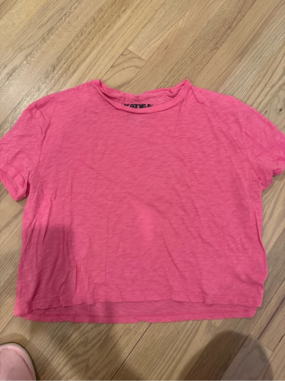 Katie J NYC Bright Pink Cropped Tee